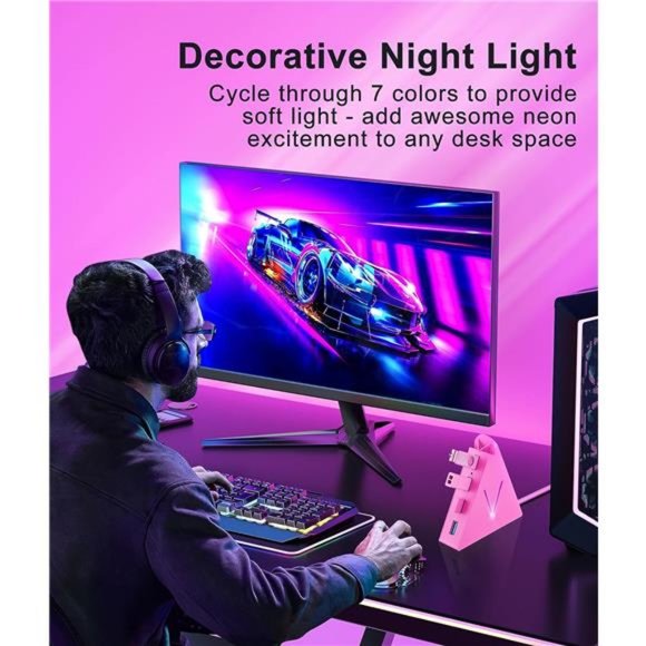 4-Port USB 3.0 Hub, FlyingVHUB Vertical Data USB Hub with 2 ft Extended Cable - Picture 5 of 6